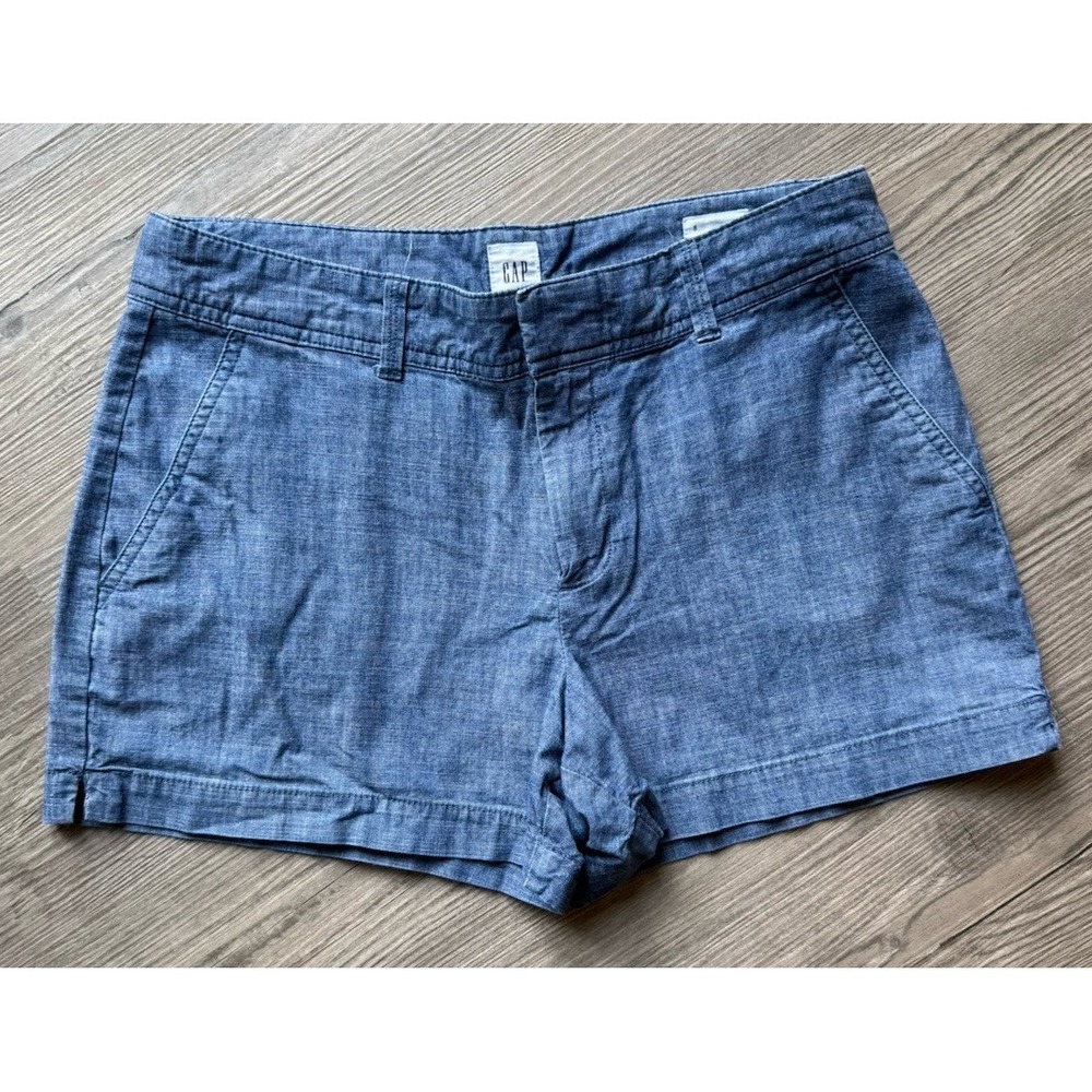 Gap Women's City Short Size 8 Chambray Blue Linen Blend Casual Summer Shorts